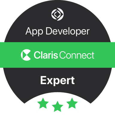 Claris Connect App Developer Expert certification badge