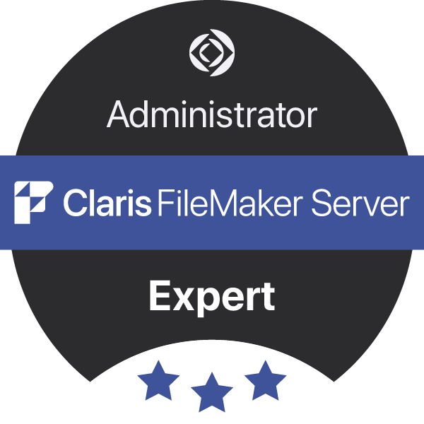 Claris FileMaker Server Administrator Expert certification badge