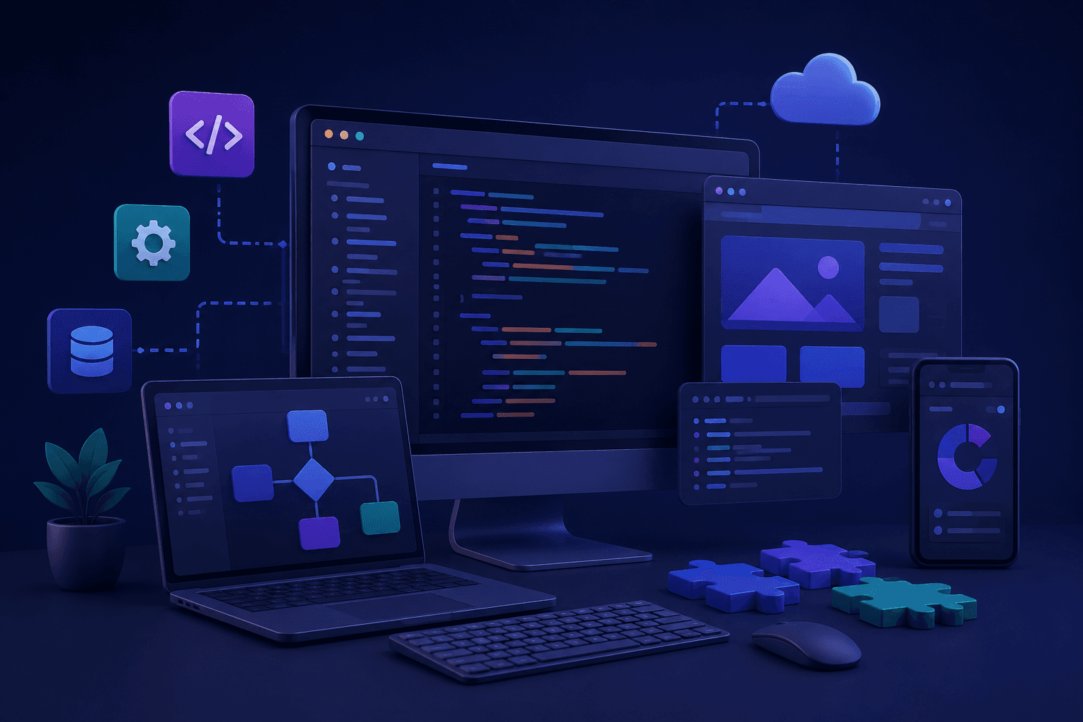 Multi-screen software development workspace